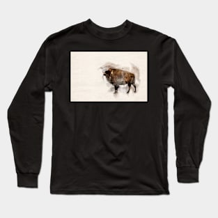 Buffalo Watercolor Portrait Long Sleeve T-Shirt